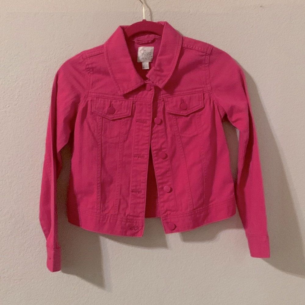 The Children’s Place Jean Jacket in Fuchsia Pink for Girls SZ Large 10/12.